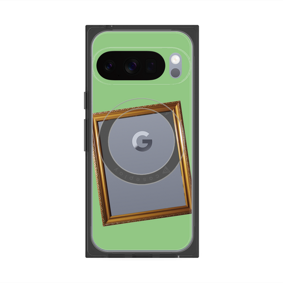 プレミアムスクエアケース with Pixelsnap［ Photo Frame - Light Green ］