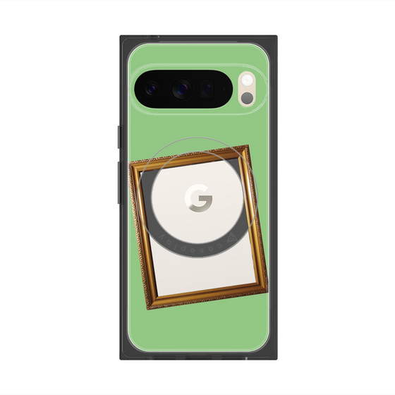 プレミアムスクエアケース with Pixelsnap［ Photo Frame - Light Green ］