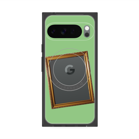 プレミアムスクエアケース with Pixelsnap［ Photo Frame - Light Green ］