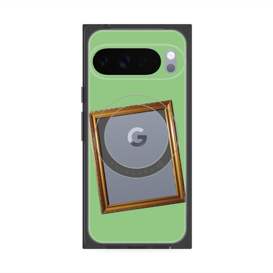 プレミアムスクエアケース with Pixelsnap［ Photo Frame - Light Green ］