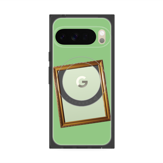 プレミアムスクエアケース with Pixelsnap［ Photo Frame - Light Green ］