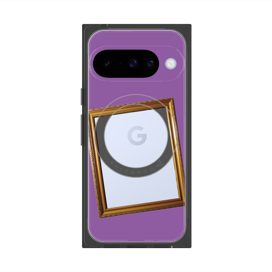 プレミアムスクエアケース with Pixelsnap［ Photo Frame - Purple ］