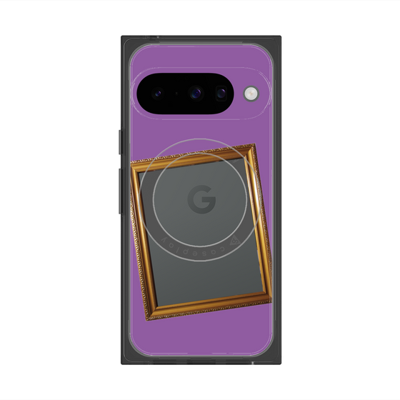 プレミアムスクエアケース with Pixelsnap［ Photo Frame - Purple ］