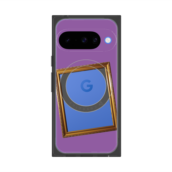 プレミアムスクエアケース with Pixelsnap［ Photo Frame - Purple ］
