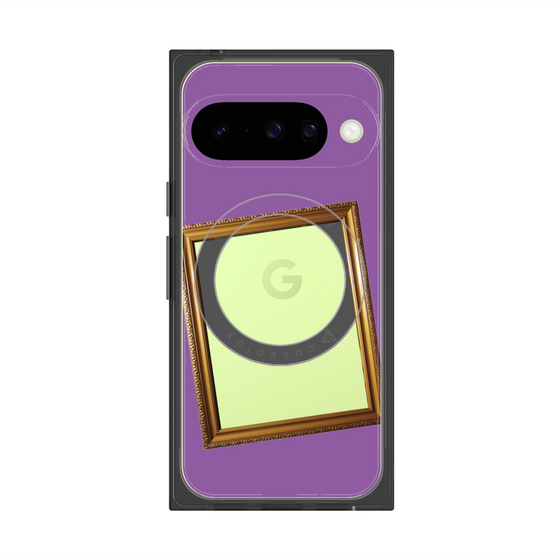 プレミアムスクエアケース with Pixelsnap［ Photo Frame - Purple ］
