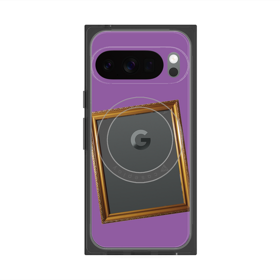 プレミアムスクエアケース with Pixelsnap［ Photo Frame - Purple ］