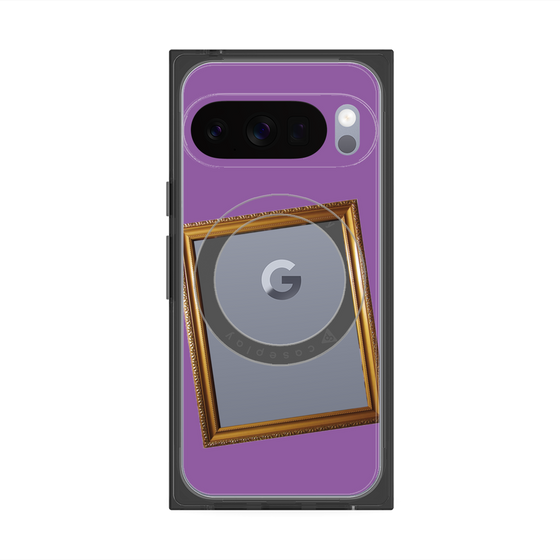 プレミアムスクエアケース with Pixelsnap［ Photo Frame - Purple ］