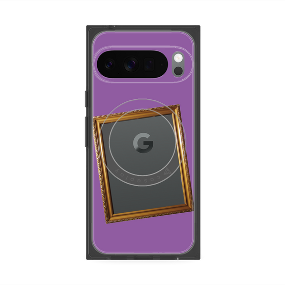 プレミアムスクエアケース with Pixelsnap［ Photo Frame - Purple ］