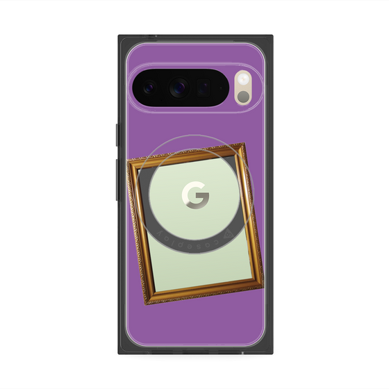 プレミアムスクエアケース with Pixelsnap［ Photo Frame - Purple ］