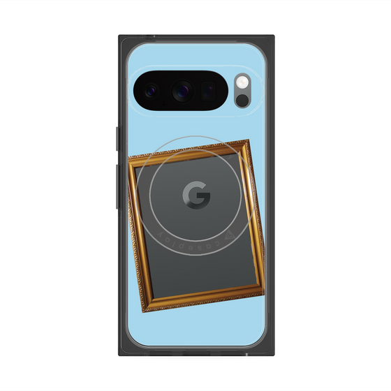 プレミアムスクエアケース with Pixelsnap［ Photo Frame - Light Blue ］