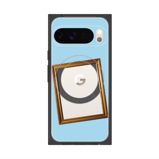 プレミアムスクエアケース with Pixelsnap［ Photo Frame - Light Blue ］