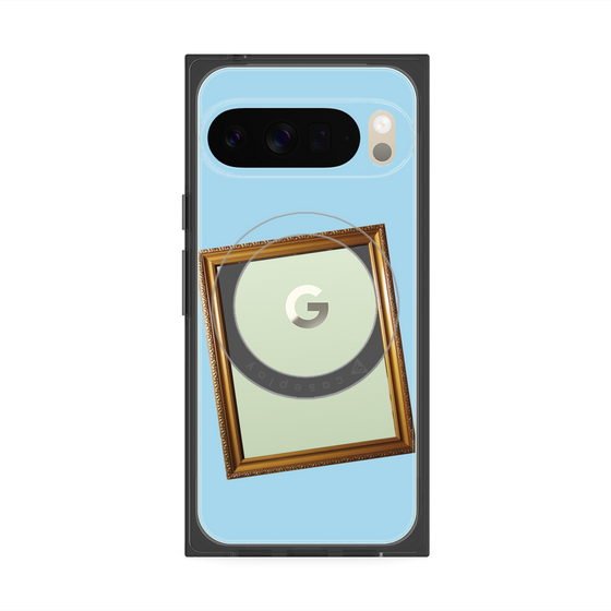 プレミアムスクエアケース with Pixelsnap［ Photo Frame - Light Blue ］