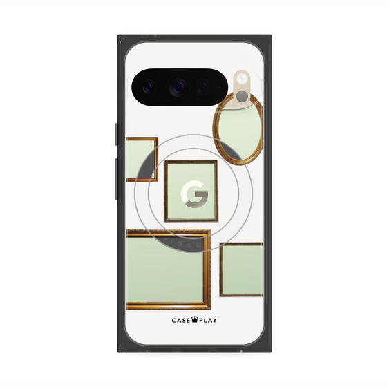 プレミアムスクエアケース with Pixelsnap［ Photo Frames - White ］