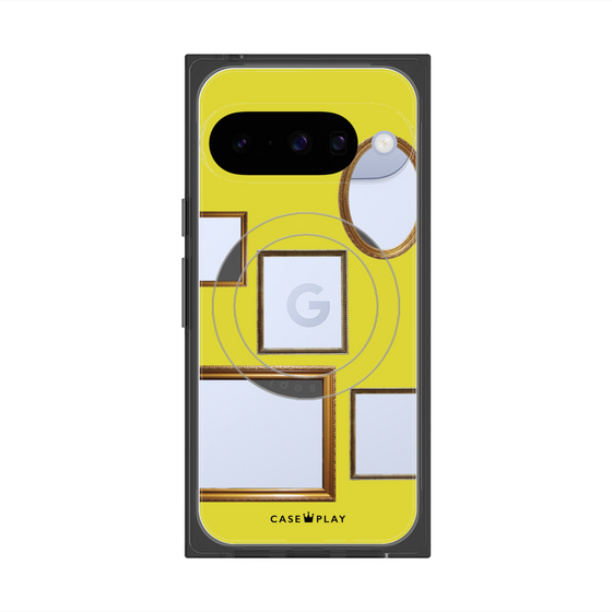 プレミアムスクエアケース with Pixelsnap［ Photo Frames - Yellow ］