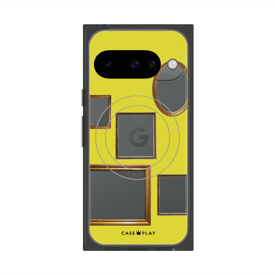 プレミアムスクエアケース with Pixelsnap［ Photo Frames - Yellow ］