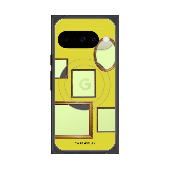 プレミアムスクエアケース with Pixelsnap［ Photo Frames - Yellow ］