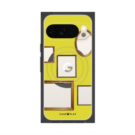 プレミアムスクエアケース with Pixelsnap［ Photo Frames - Yellow ］