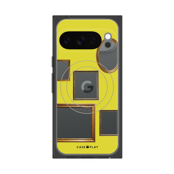 プレミアムスクエアケース with Pixelsnap［ Photo Frames - Yellow ］