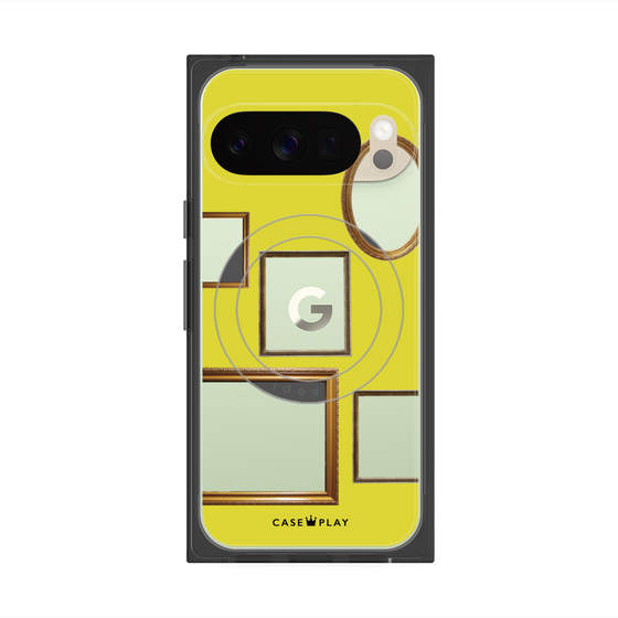 プレミアムスクエアケース with Pixelsnap［ Photo Frames - Yellow ］