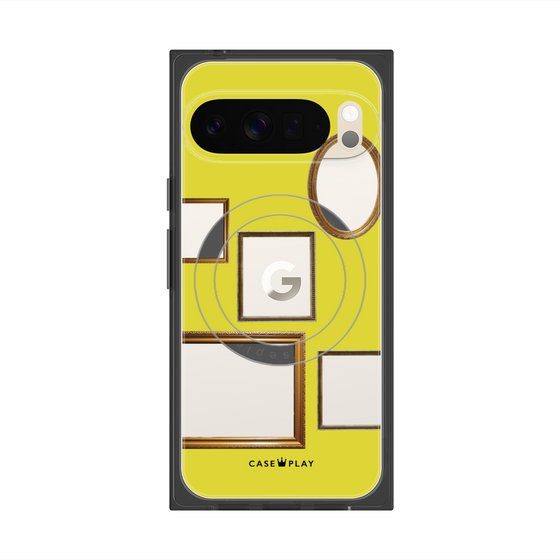 プレミアムスクエアケース with Pixelsnap［ Photo Frames - Yellow ］