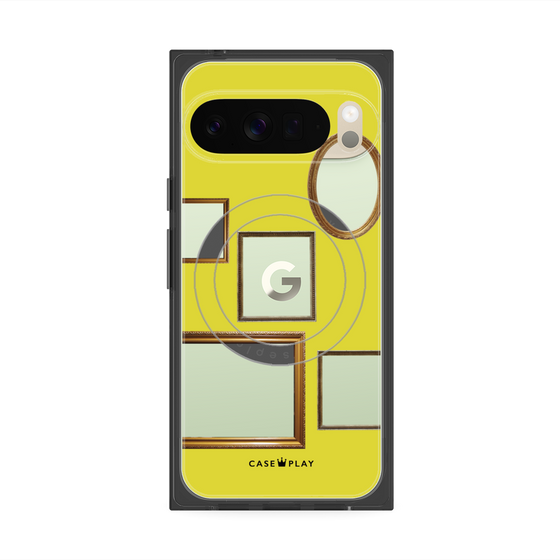 プレミアムスクエアケース with Pixelsnap［ Photo Frames - Yellow ］