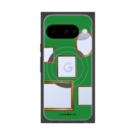 プレミアムスクエアケース with Pixelsnap［ Photo Frames - Green ］
