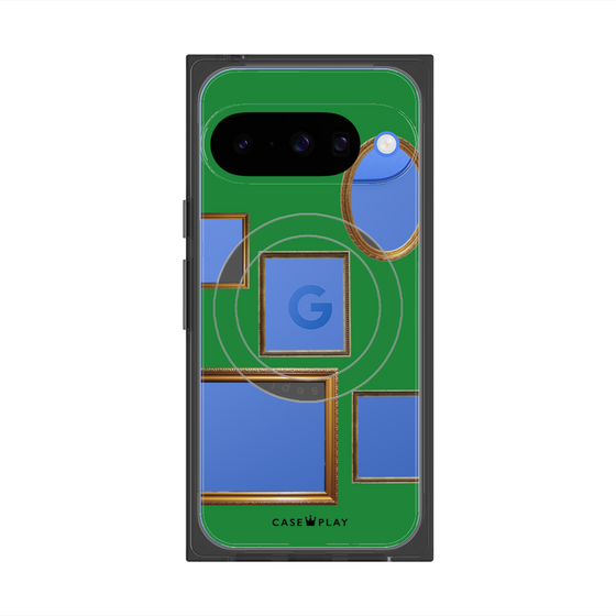 プレミアムスクエアケース with Pixelsnap［ Photo Frames - Green ］