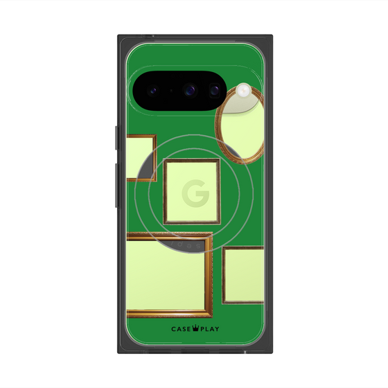 プレミアムスクエアケース with Pixelsnap［ Photo Frames - Green ］