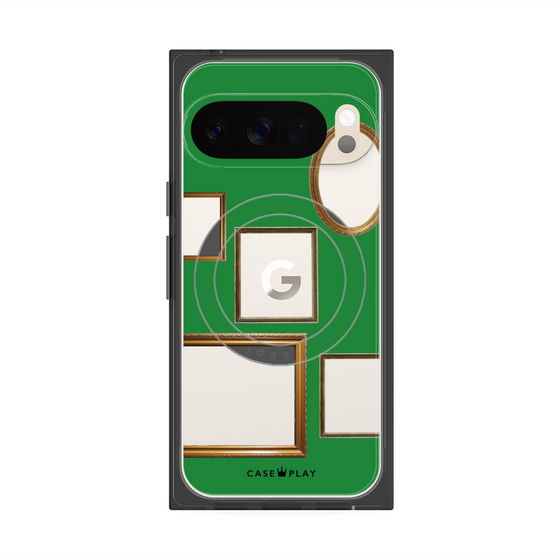 プレミアムスクエアケース with Pixelsnap［ Photo Frames - Green ］