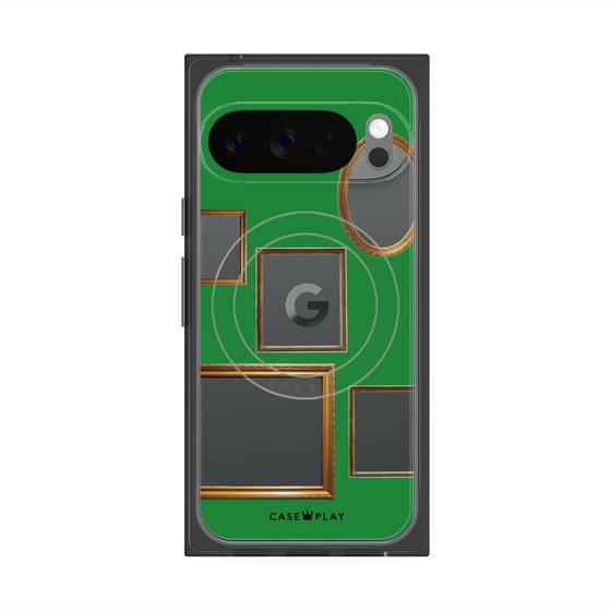 プレミアムスクエアケース with Pixelsnap［ Photo Frames - Green ］