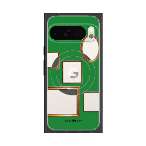 プレミアムスクエアケース with Pixelsnap［ Photo Frames - Green ］