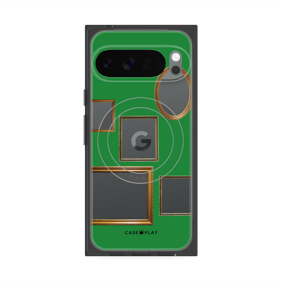 プレミアムスクエアケース with Pixelsnap［ Photo Frames - Green ］