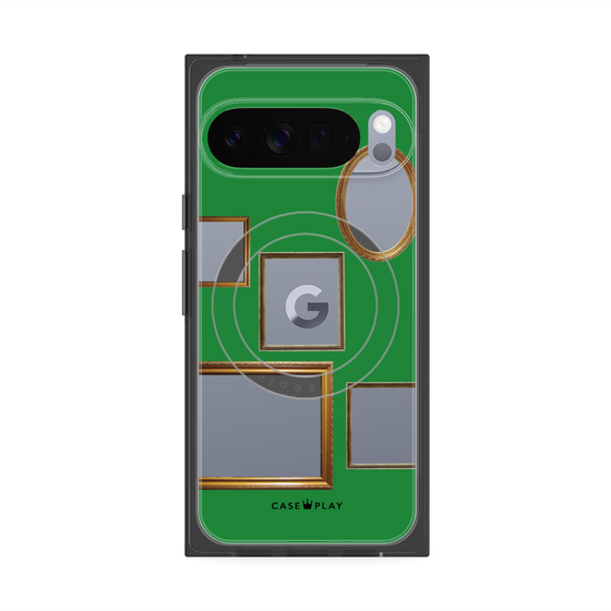 プレミアムスクエアケース with Pixelsnap［ Photo Frames - Green ］