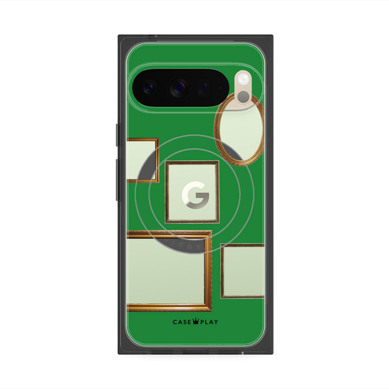 プレミアムスクエアケース with Pixelsnap［ Photo Frames - Green ］