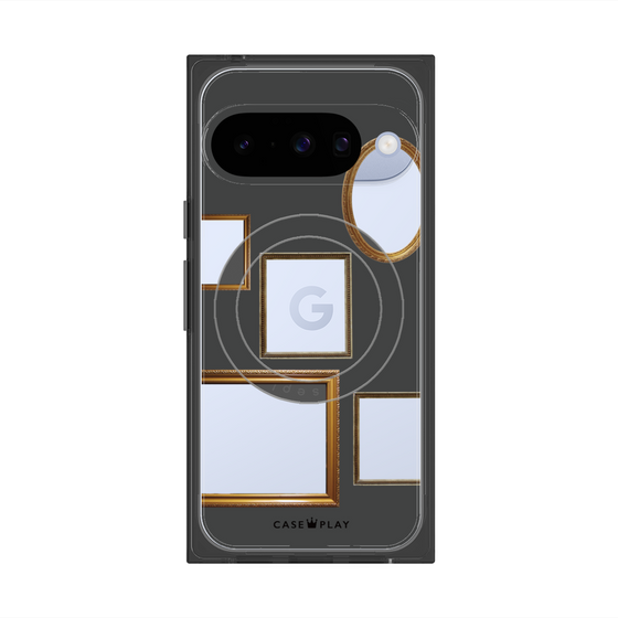 プレミアムスクエアケース with Pixelsnap［ Photo Frames - Gray ］