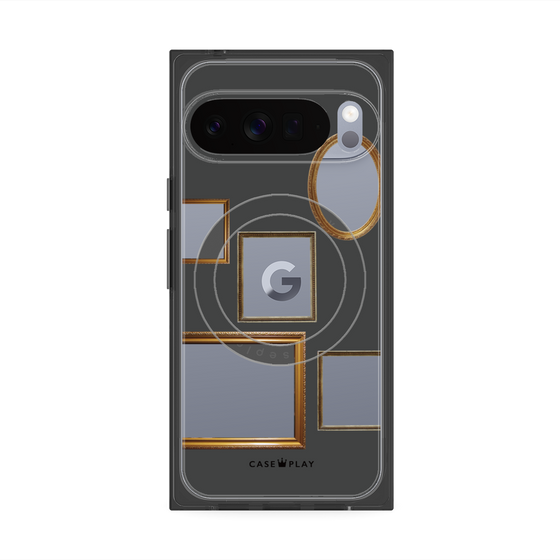 プレミアムスクエアケース with Pixelsnap［ Photo Frames - Gray ］