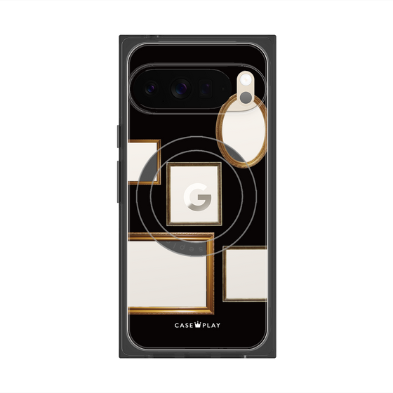 プレミアムスクエアケース with Pixelsnap［ Photo Frames - Black ］