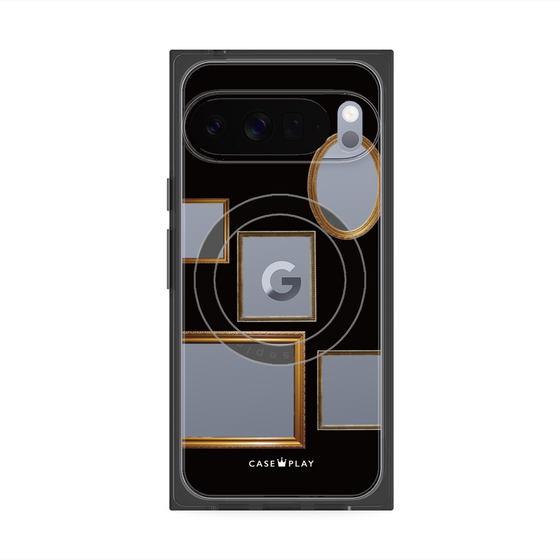 プレミアムスクエアケース with Pixelsnap［ Photo Frames - Black ］