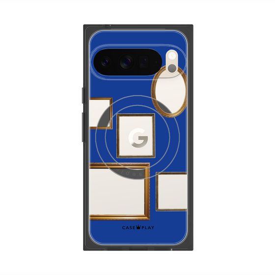 プレミアムスクエアケース with Pixelsnap［ Photo Frames - Blue ］