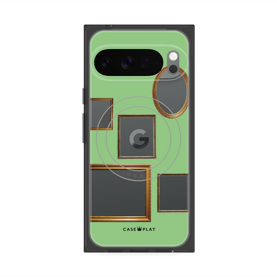 プレミアムスクエアケース with Pixelsnap［ Photo Frames - Light Green ］