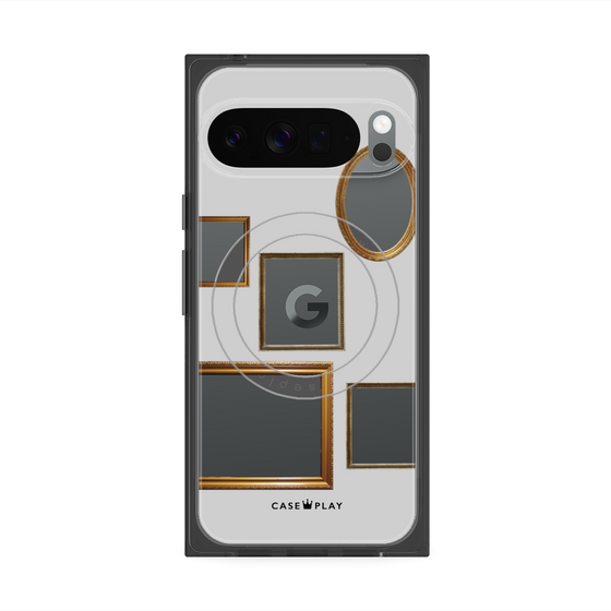 プレミアムスクエアケース with Pixelsnap［ Photo Frames - Light Gray ］