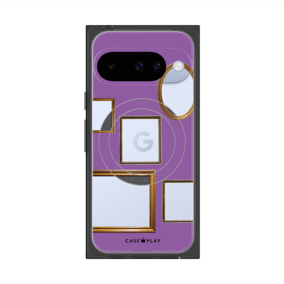 プレミアムスクエアケース with Pixelsnap［ Photo Frames - Purple ］