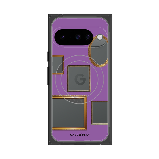 プレミアムスクエアケース with Pixelsnap［ Photo Frames - Purple ］
