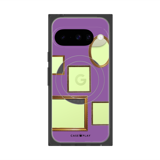 プレミアムスクエアケース with Pixelsnap［ Photo Frames - Purple ］