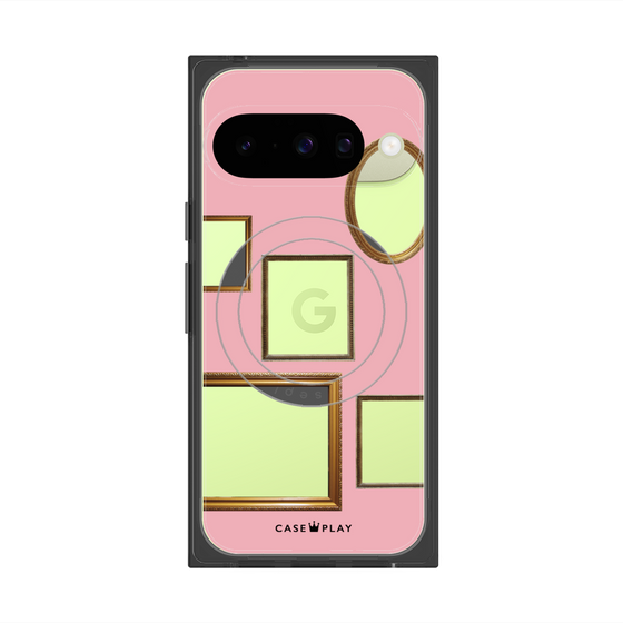 プレミアムスクエアケース with Pixelsnap［ Photo Frames - Pink ］