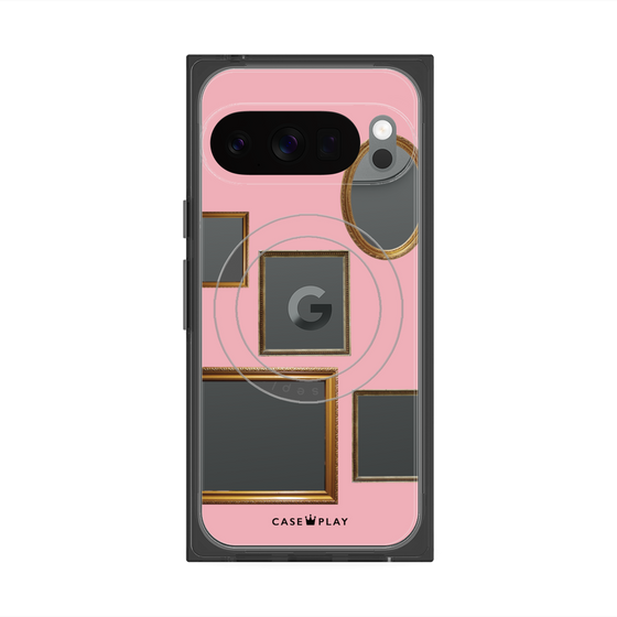 プレミアムスクエアケース with Pixelsnap［ Photo Frames - Pink ］