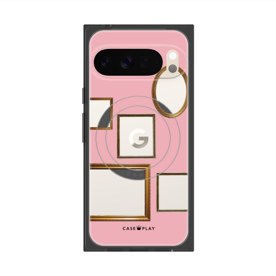 プレミアムスクエアケース with Pixelsnap［ Photo Frames - Pink ］
