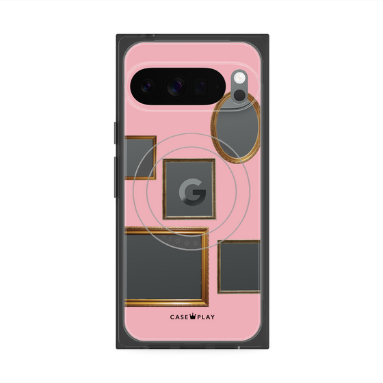 プレミアムスクエアケース with Pixelsnap［ Photo Frames - Pink ］