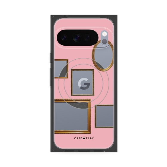 プレミアムスクエアケース with Pixelsnap［ Photo Frames - Pink ］