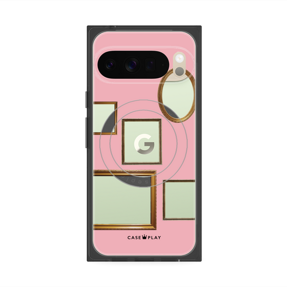 プレミアムスクエアケース with Pixelsnap［ Photo Frames - Pink ］